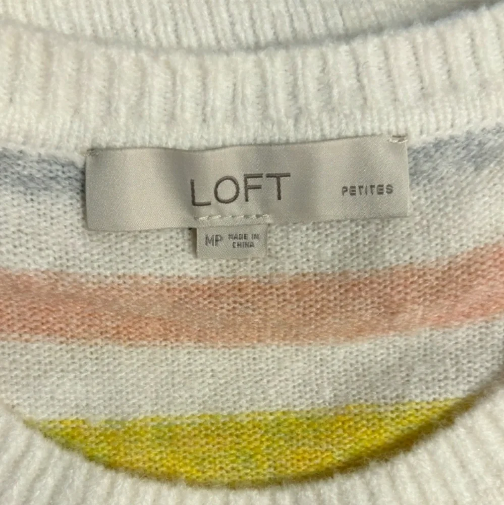 LOFT Striped Puff Sleeve Sweater